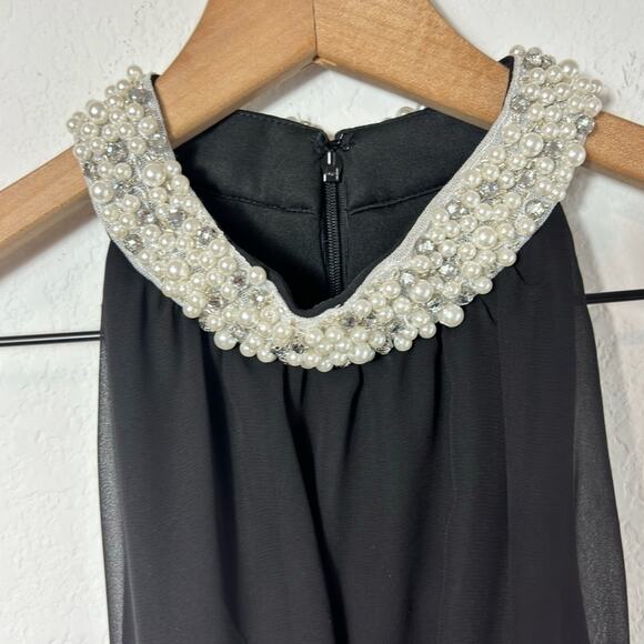 ADRIANNA PAPELL WOMEN'S PEARL MOCK NECK JERSEY MINI DRESS BLACK 10 BRAND NEW - Picture 5 of 8